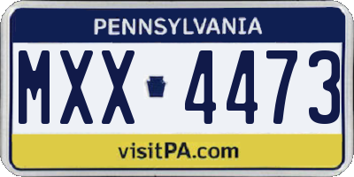 PA license plate MXX4473