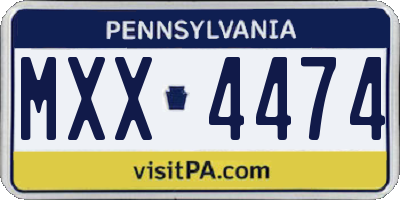 PA license plate MXX4474