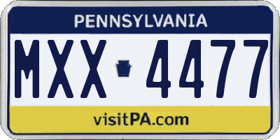 PA license plate MXX4477