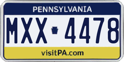 PA license plate MXX4478