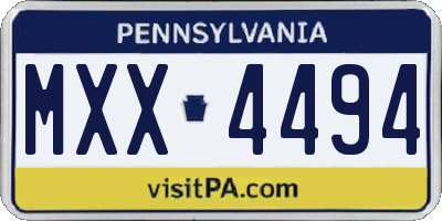 PA license plate MXX4494