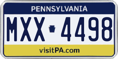 PA license plate MXX4498