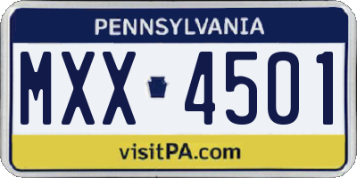 PA license plate MXX4501