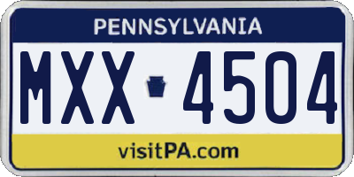 PA license plate MXX4504