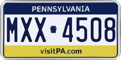 PA license plate MXX4508