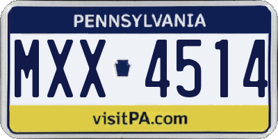 PA license plate MXX4514