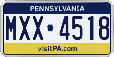 PA license plate MXX4518