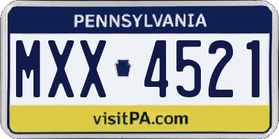 PA license plate MXX4521