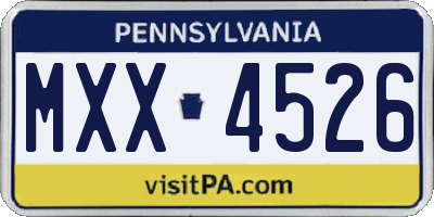 PA license plate MXX4526