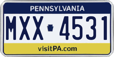 PA license plate MXX4531