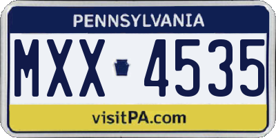PA license plate MXX4535