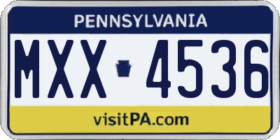 PA license plate MXX4536
