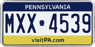 PA license plate MXX4539