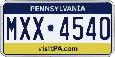 PA license plate MXX4540