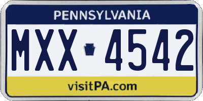 PA license plate MXX4542