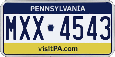 PA license plate MXX4543