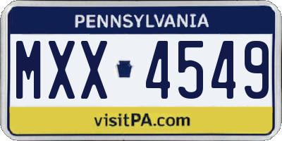 PA license plate MXX4549