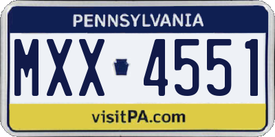 PA license plate MXX4551