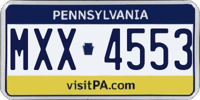 PA license plate MXX4553