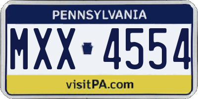 PA license plate MXX4554