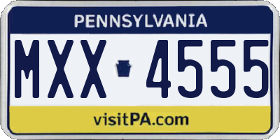 PA license plate MXX4555