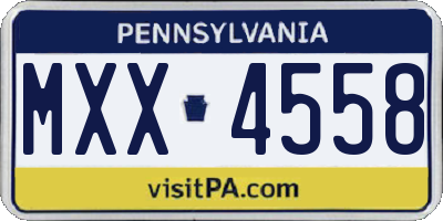PA license plate MXX4558