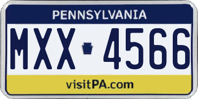 PA license plate MXX4566
