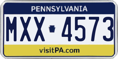 PA license plate MXX4573