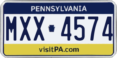 PA license plate MXX4574