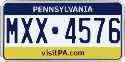 PA license plate MXX4576