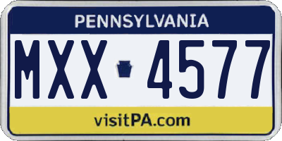 PA license plate MXX4577