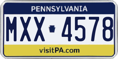 PA license plate MXX4578