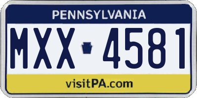 PA license plate MXX4581