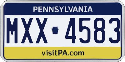 PA license plate MXX4583