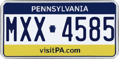PA license plate MXX4585
