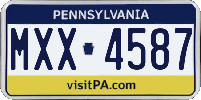 PA license plate MXX4587