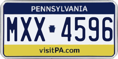 PA license plate MXX4596