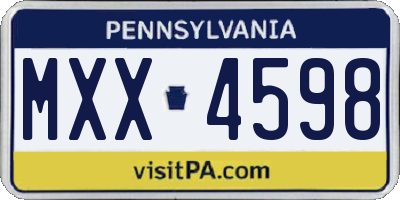 PA license plate MXX4598