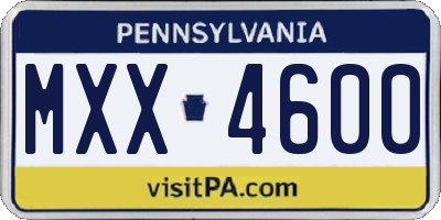 PA license plate MXX4600