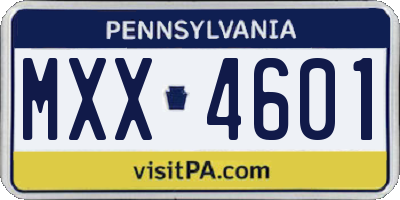 PA license plate MXX4601