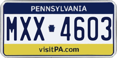PA license plate MXX4603