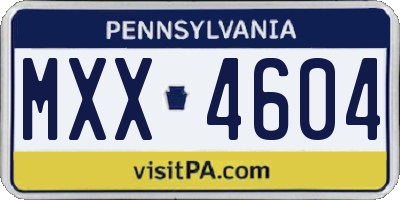 PA license plate MXX4604