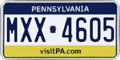 PA license plate MXX4605