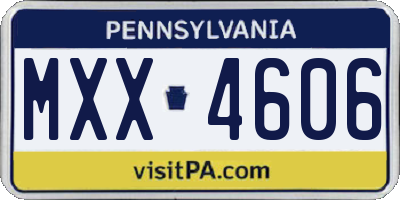 PA license plate MXX4606