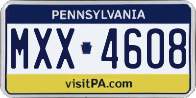 PA license plate MXX4608