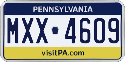PA license plate MXX4609
