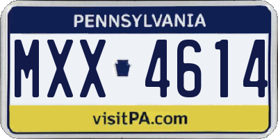 PA license plate MXX4614