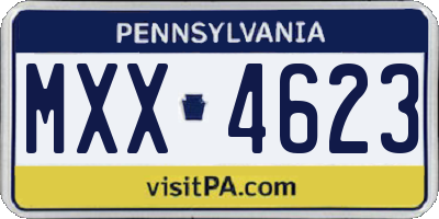PA license plate MXX4623