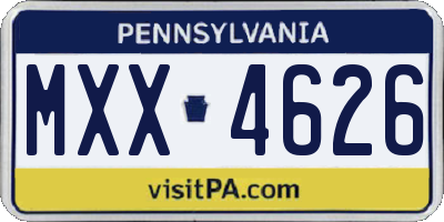PA license plate MXX4626