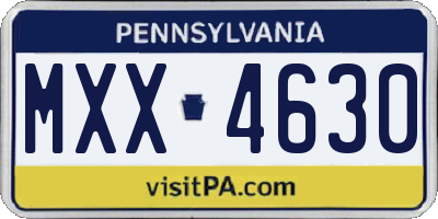 PA license plate MXX4630